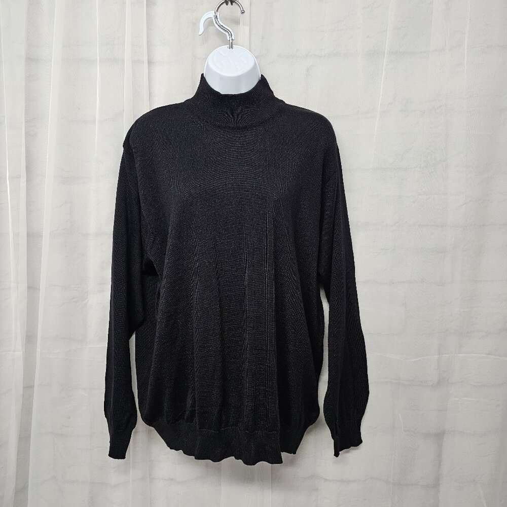 Evoluzione Mariza Firenze Sweater Black Wool Blend Mock Neck Classic Unisex XL